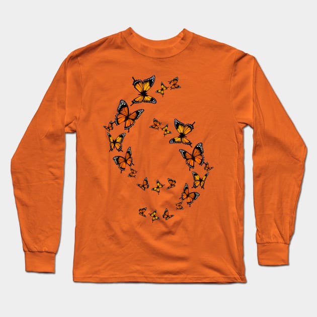 Monarch Butterfly migration Long Sleeve T-Shirt by Kitty's Sassy Shirts 